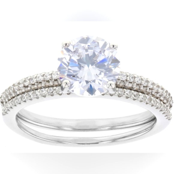 AUTHENTIC GENUINE STERLING SILVER CZ BELLA LUCE WEDDING SET SIZE 8 - Picture 1 of 5